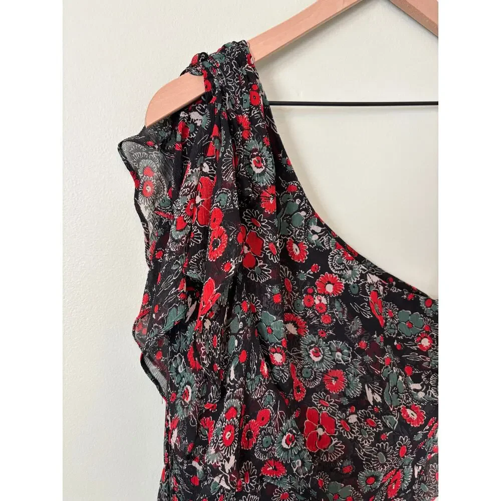 Veronica Beard Silk Ballard Ruched Floral One Shoulder Mini Dress 4